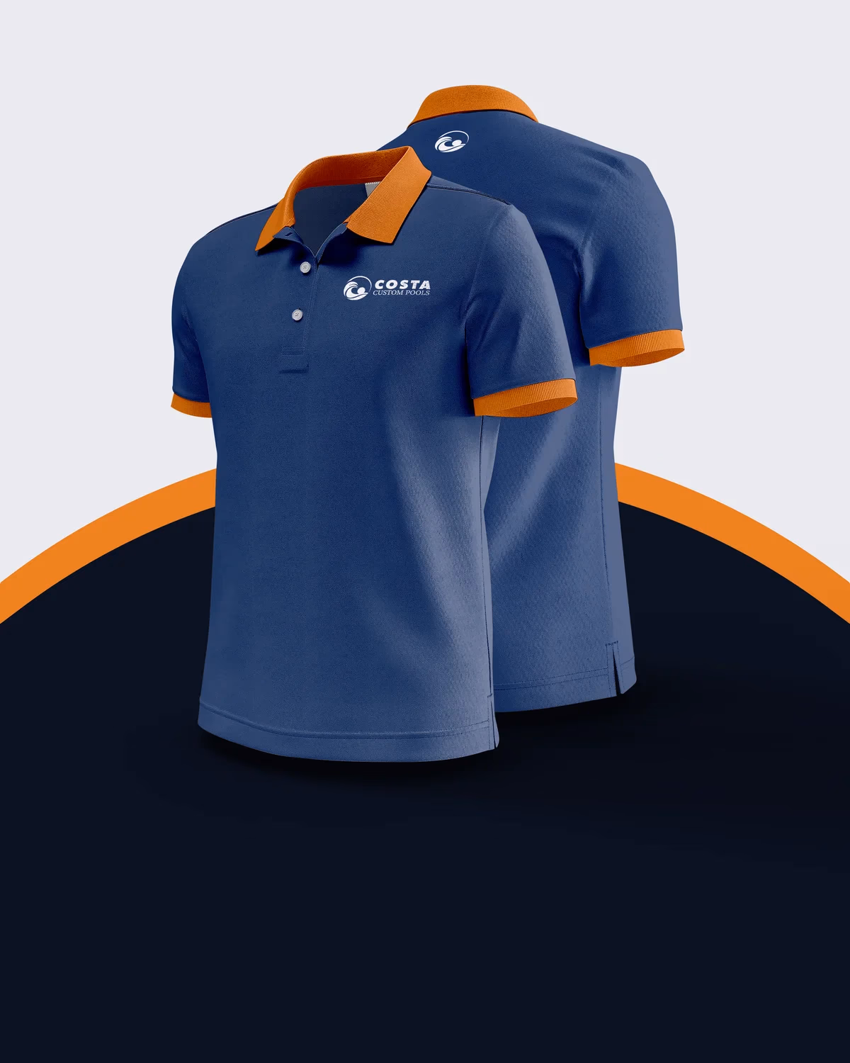 Costa Custom Pools branded polo uniform designed by Desque