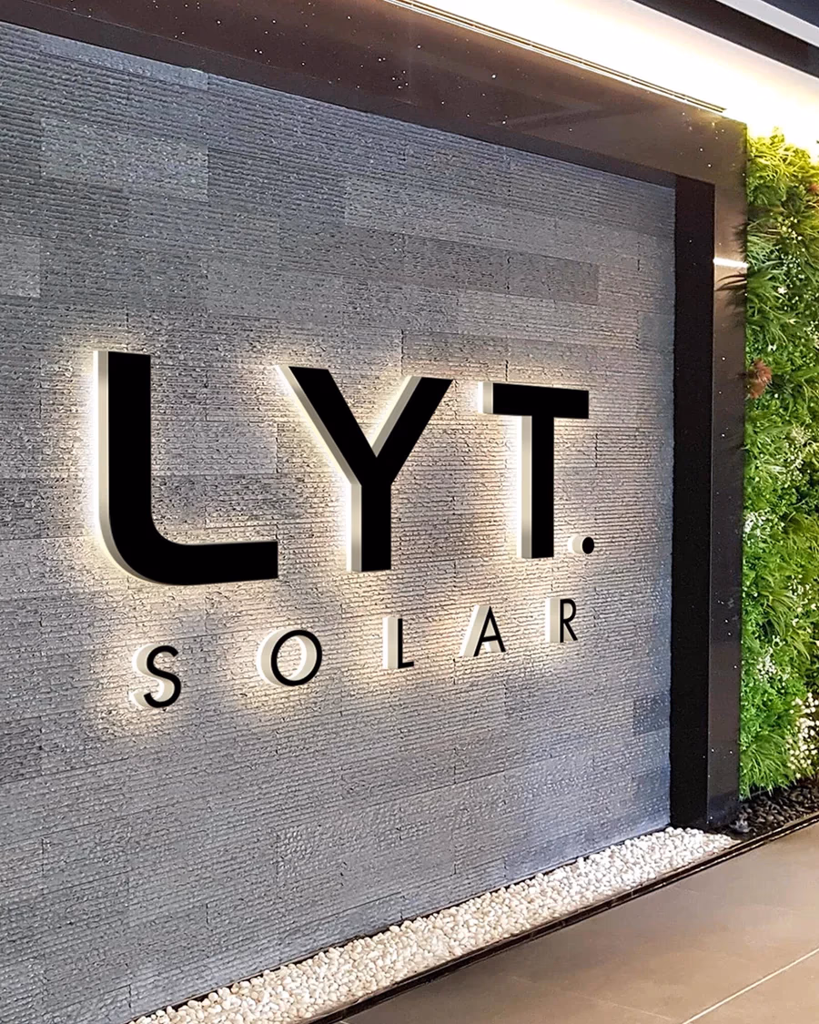 Lyt Solar interior signage close-up designed by Desque