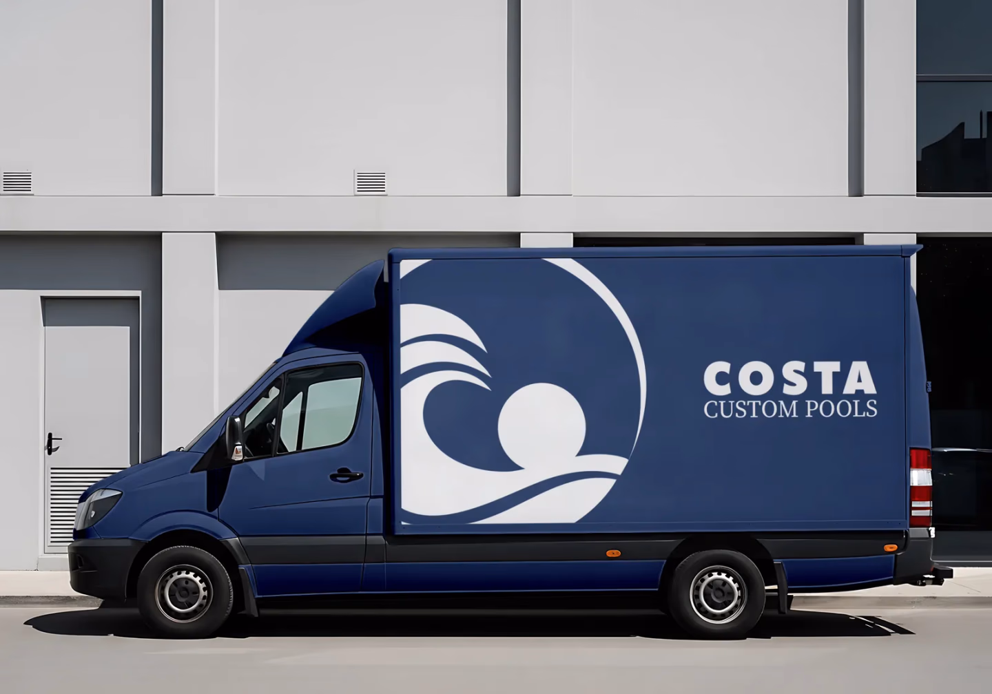 Costa Custom Pools vehicle wrap alternate view designed by Desque