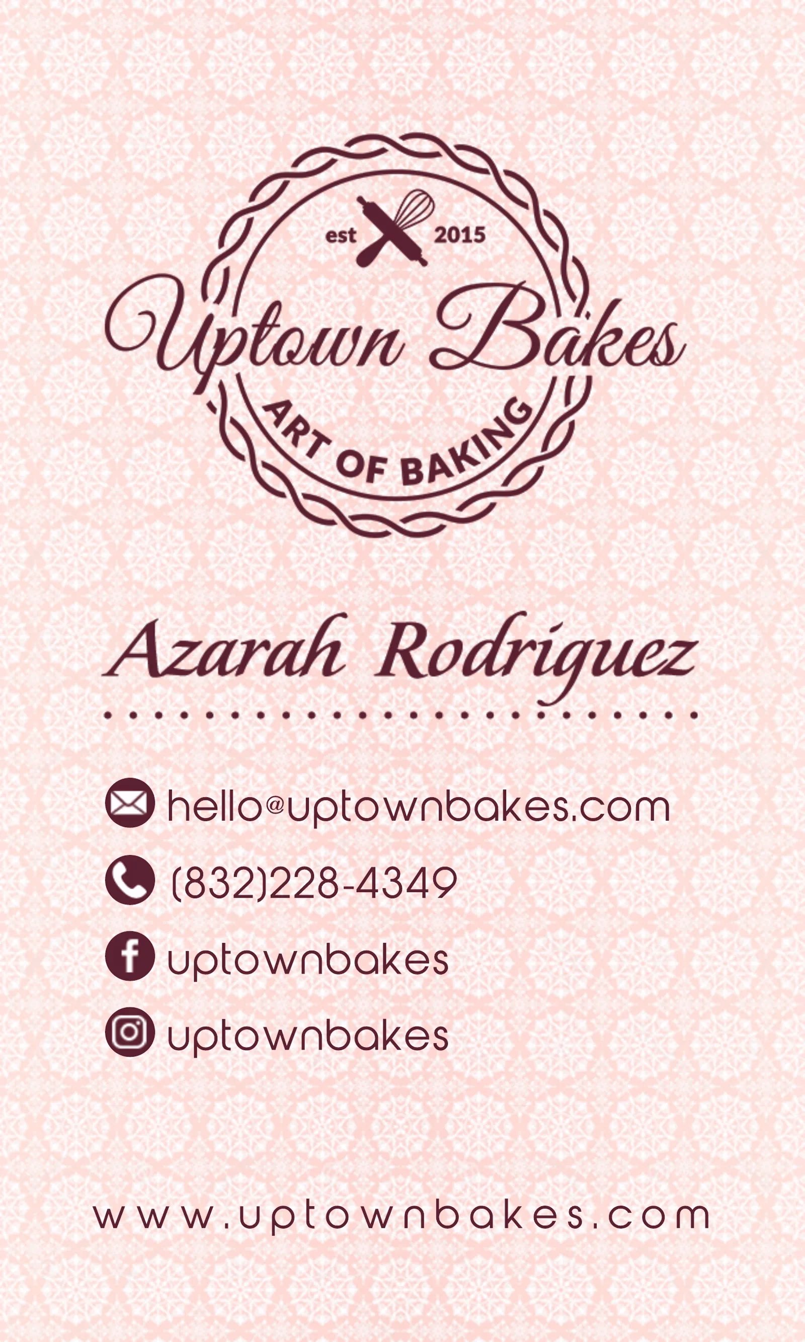 Uptown Bakes business card front designed by Desque