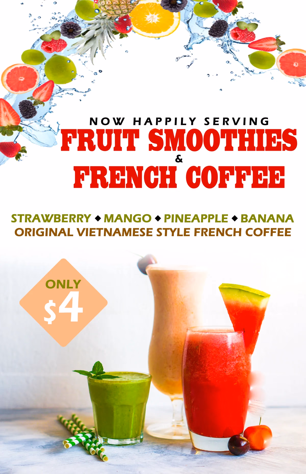Arena Cafe smoothie promotional flyer designed by Desque