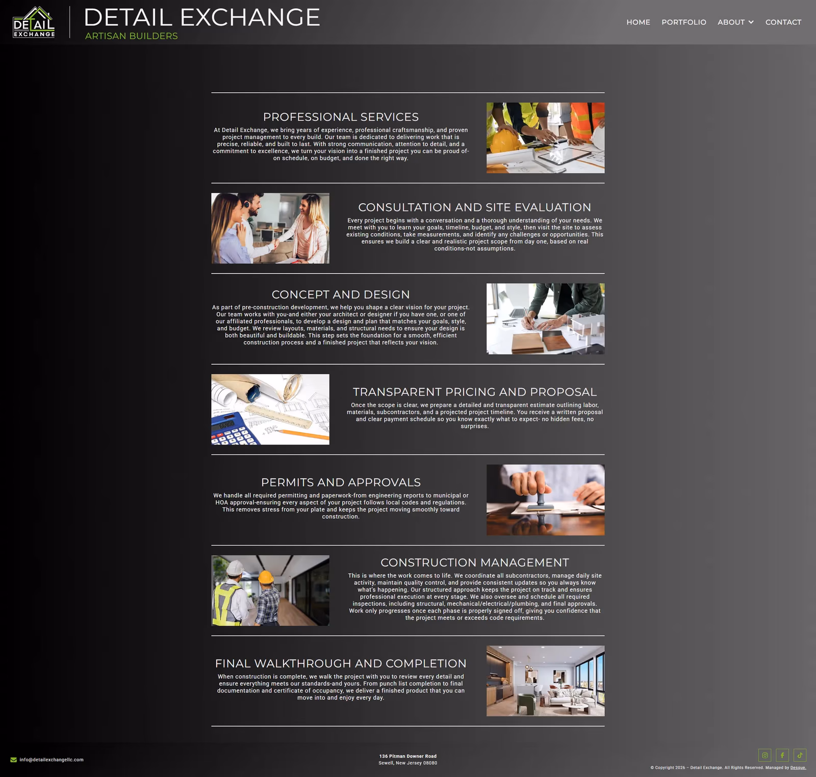 Detail Exchange site after the rebuild, running on Webflow, designed by Desque