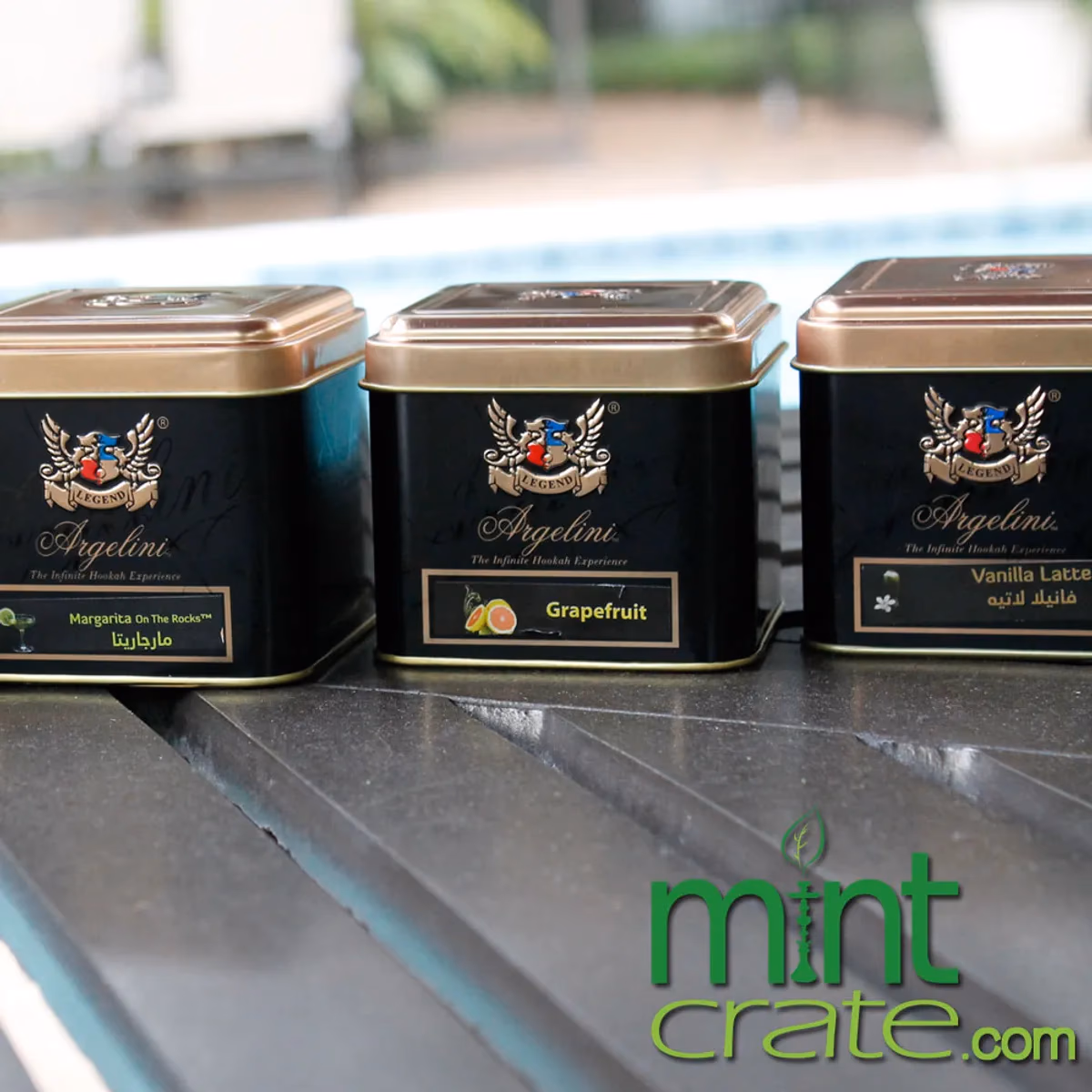 Mint Crate Instagram promotional graphic featuring Argelini shisha, designed by Desque