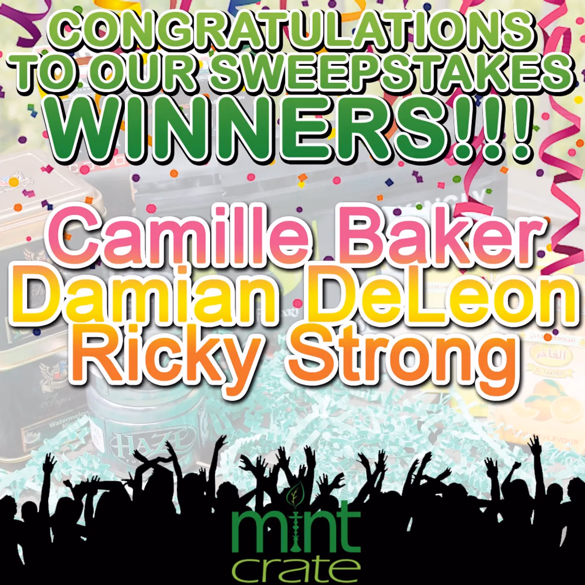 Mint Crate sweepstake winner announcement social media graphic designed by Desque