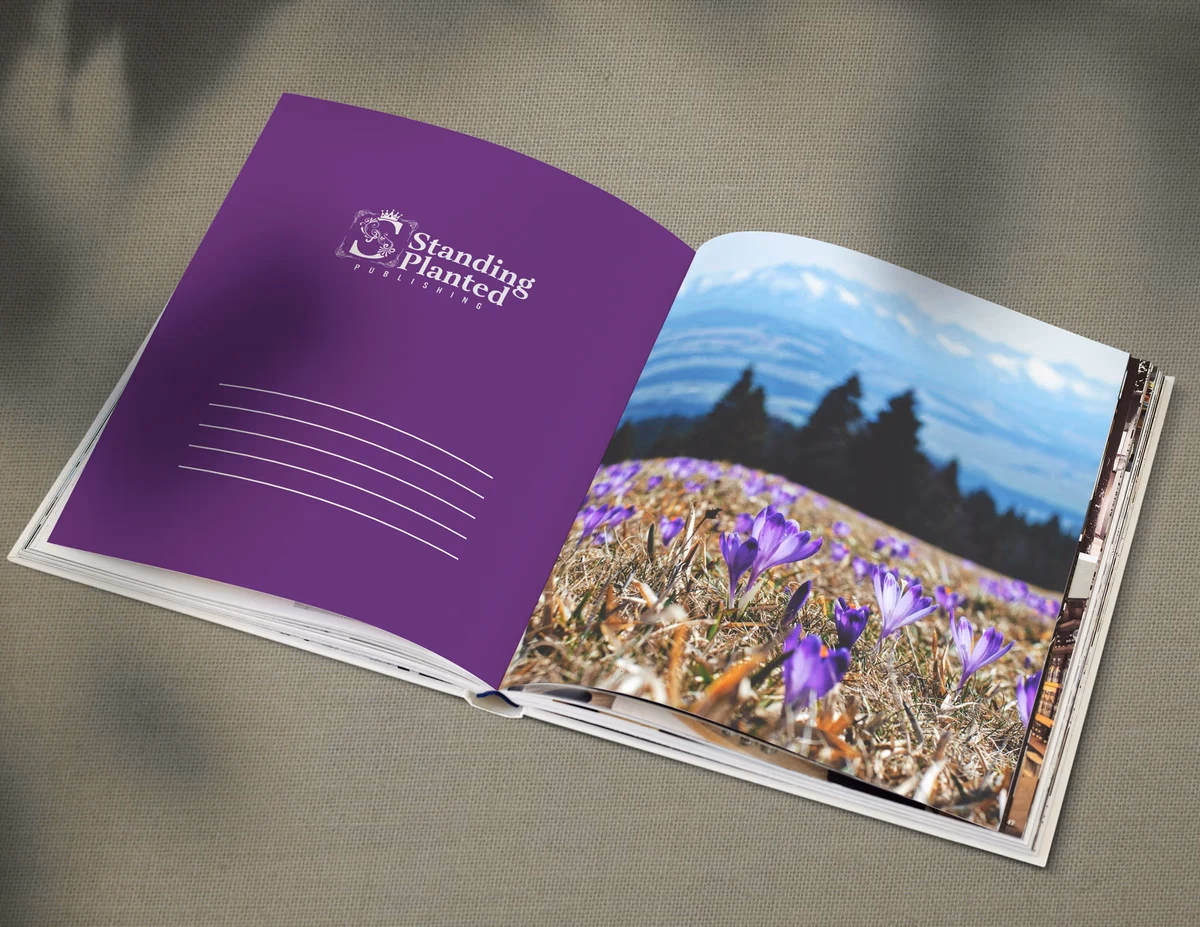 Standing Planted Publishing hardcover book with brand identity designed by Desque