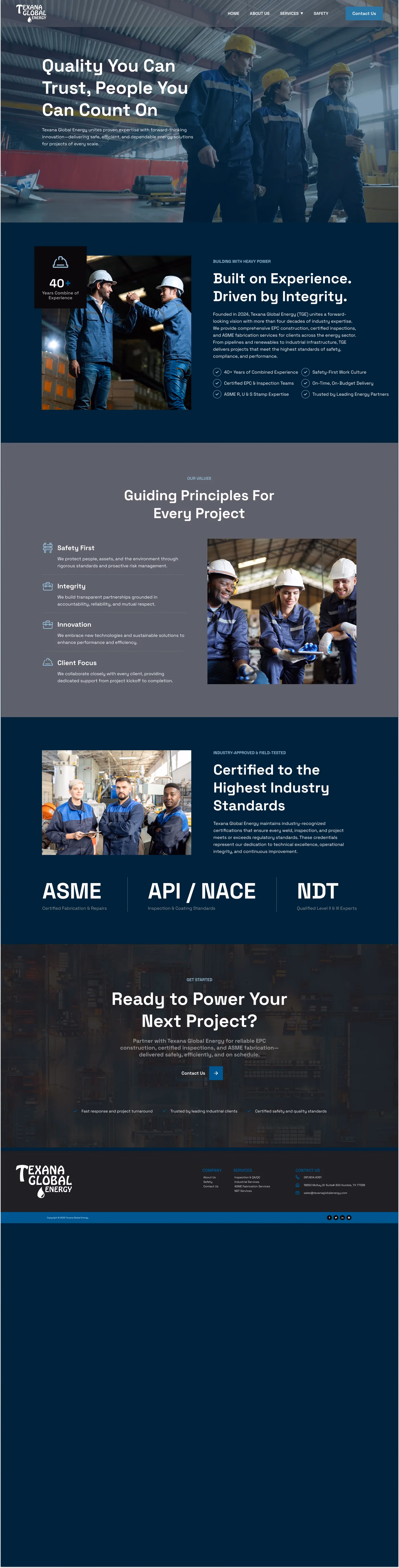 Texana Global Energy rebuilt About Us page designed by Desque