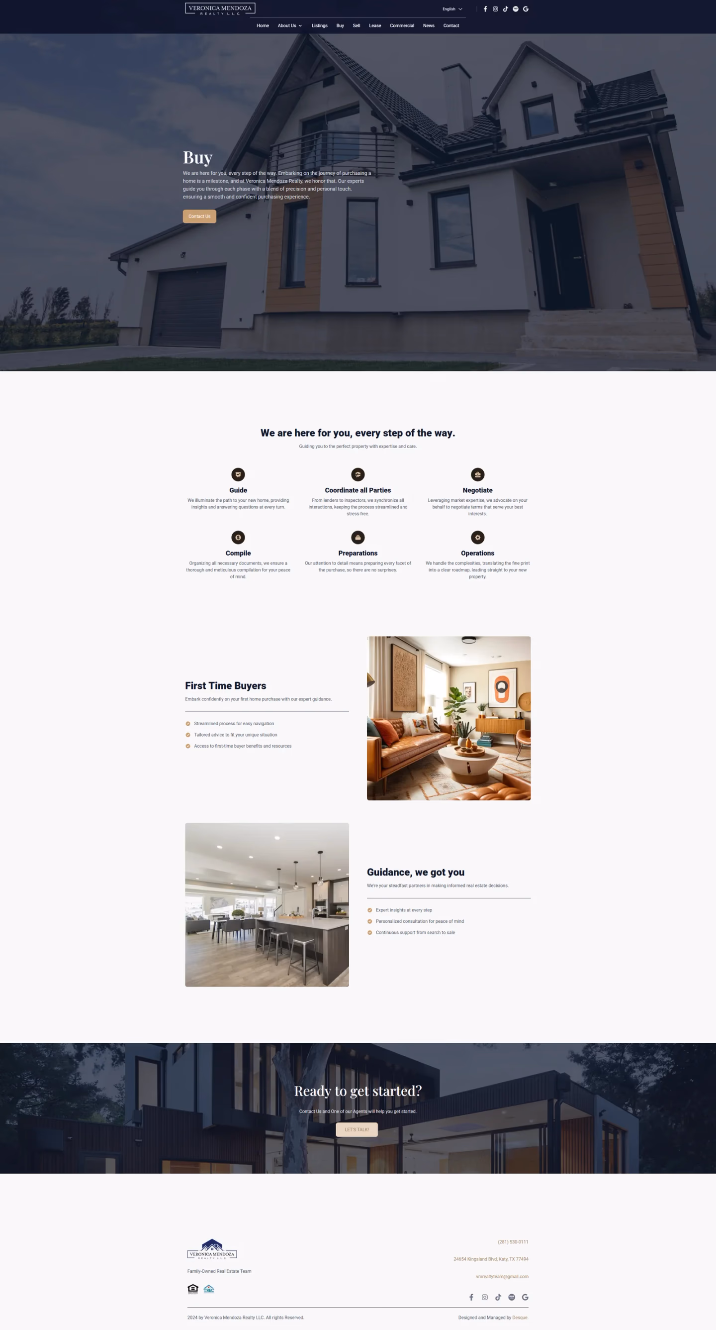 Veronica Mendoza Realty buy page designed by Desque