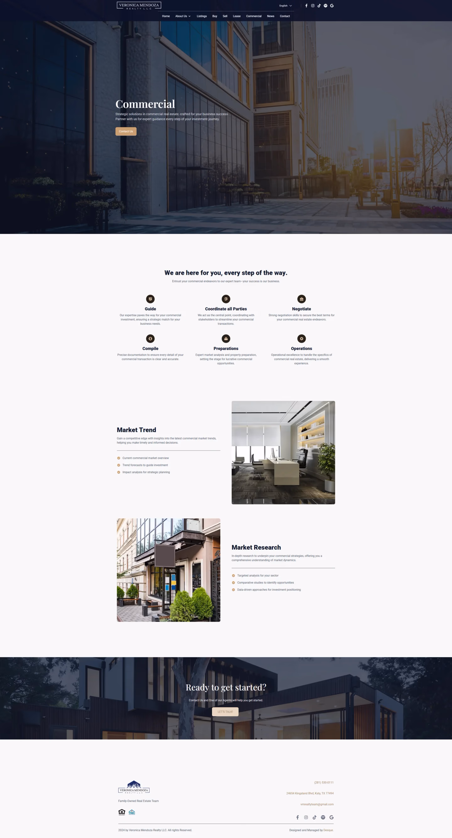 Veronica Mendoza Realty commercial page designed by Desque