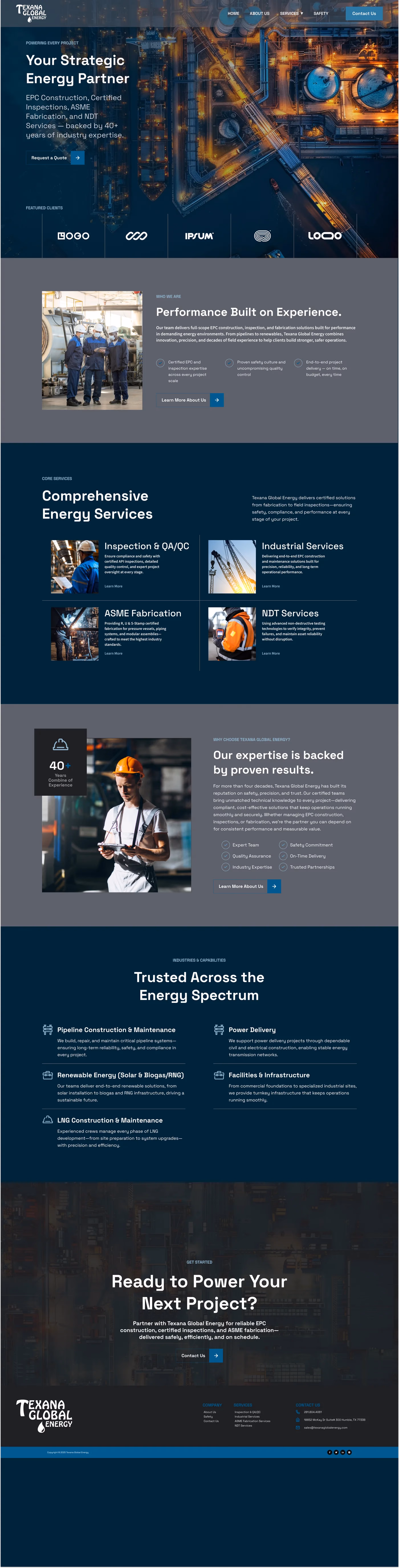 Texana Global Energy rebuilt homepage designed by Desque