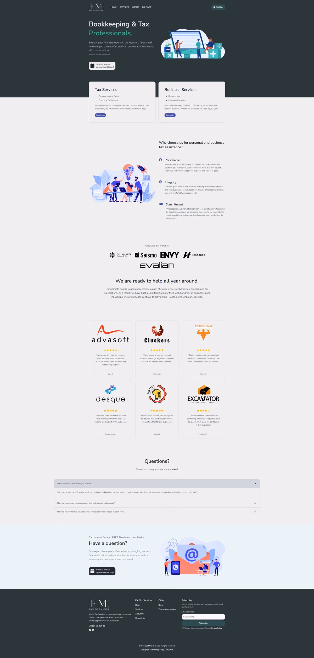 FM Tax Services homepage designed by Desque