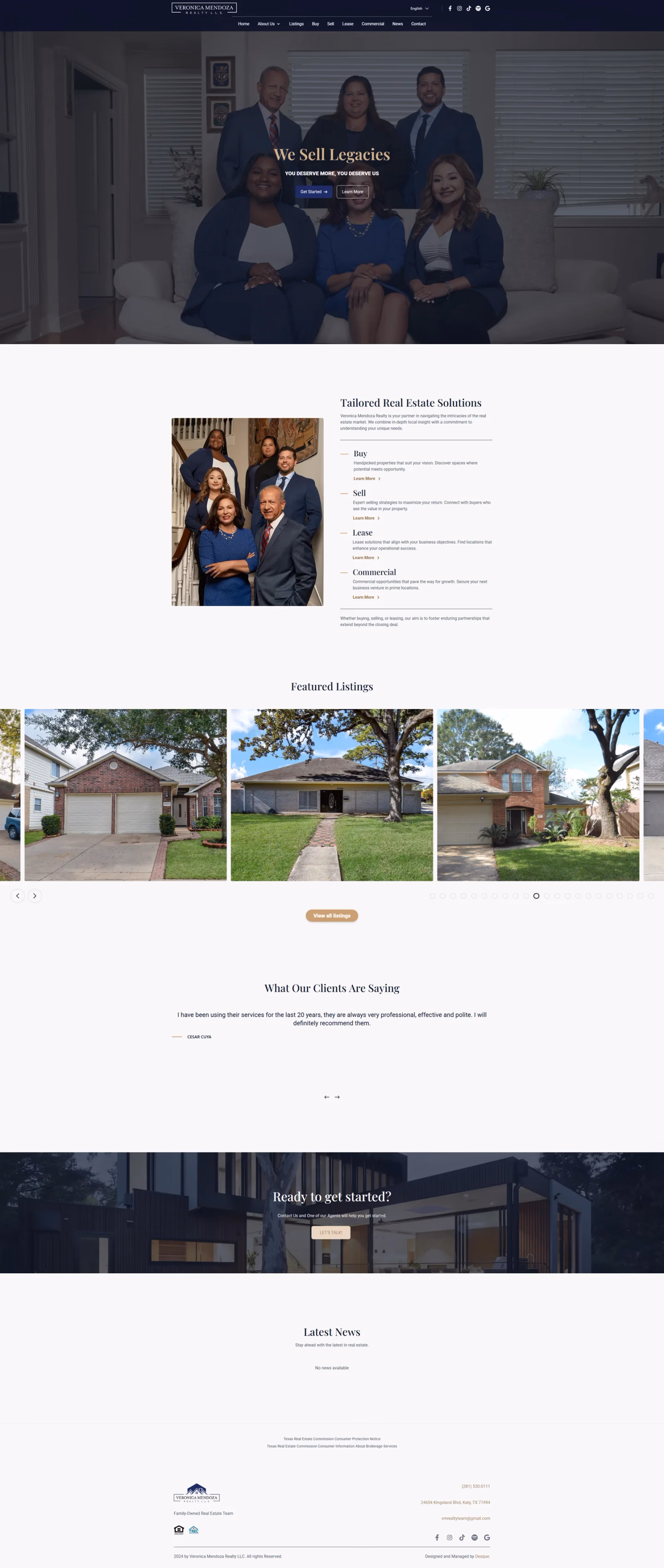 Veronica Mendoza Realty homepage designed by Desque