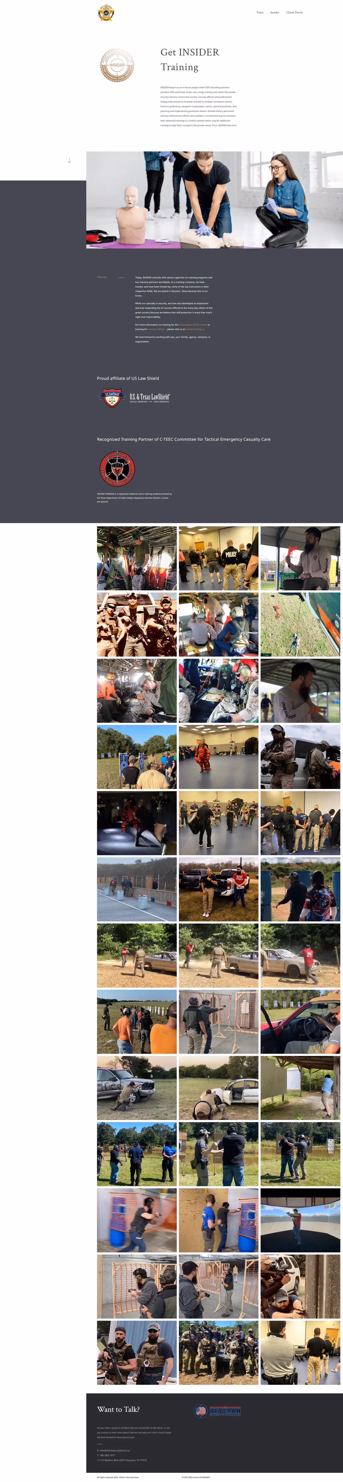 Delta Security Force INSIDER training platform page designed by Desque