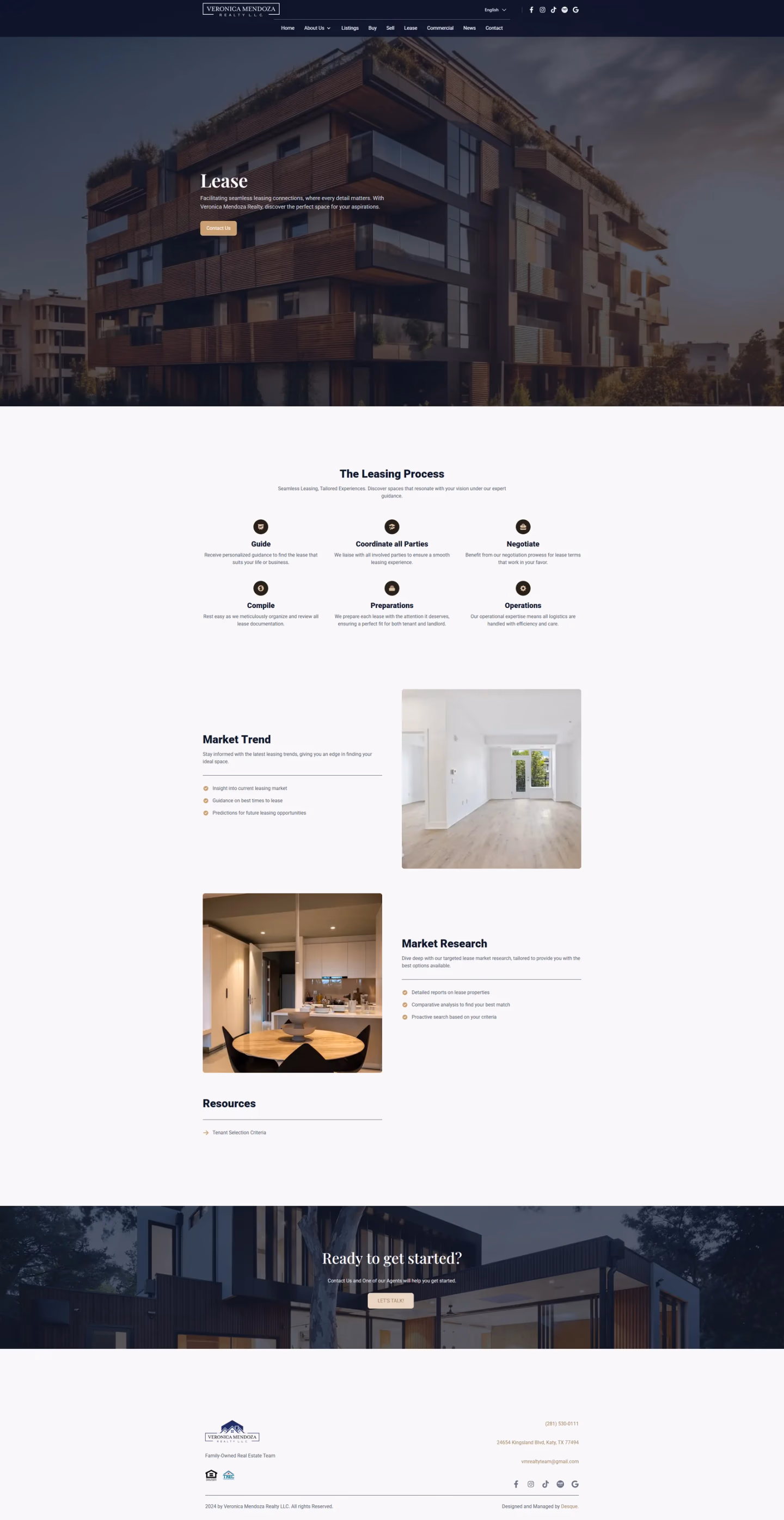 Veronica Mendoza Realty lease page designed by Desque