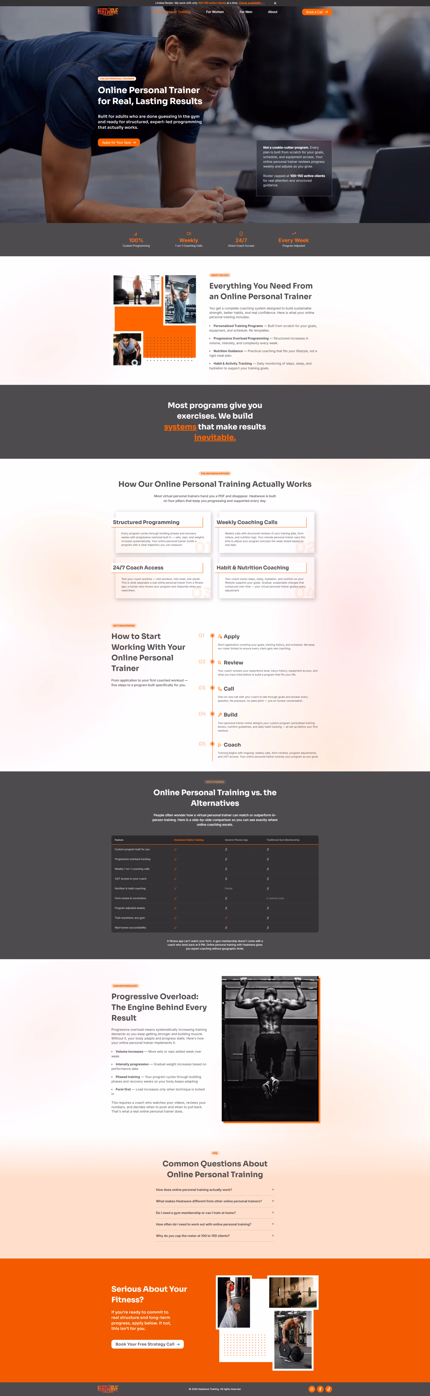 Heatwave Houston online personal training page designed by Desque