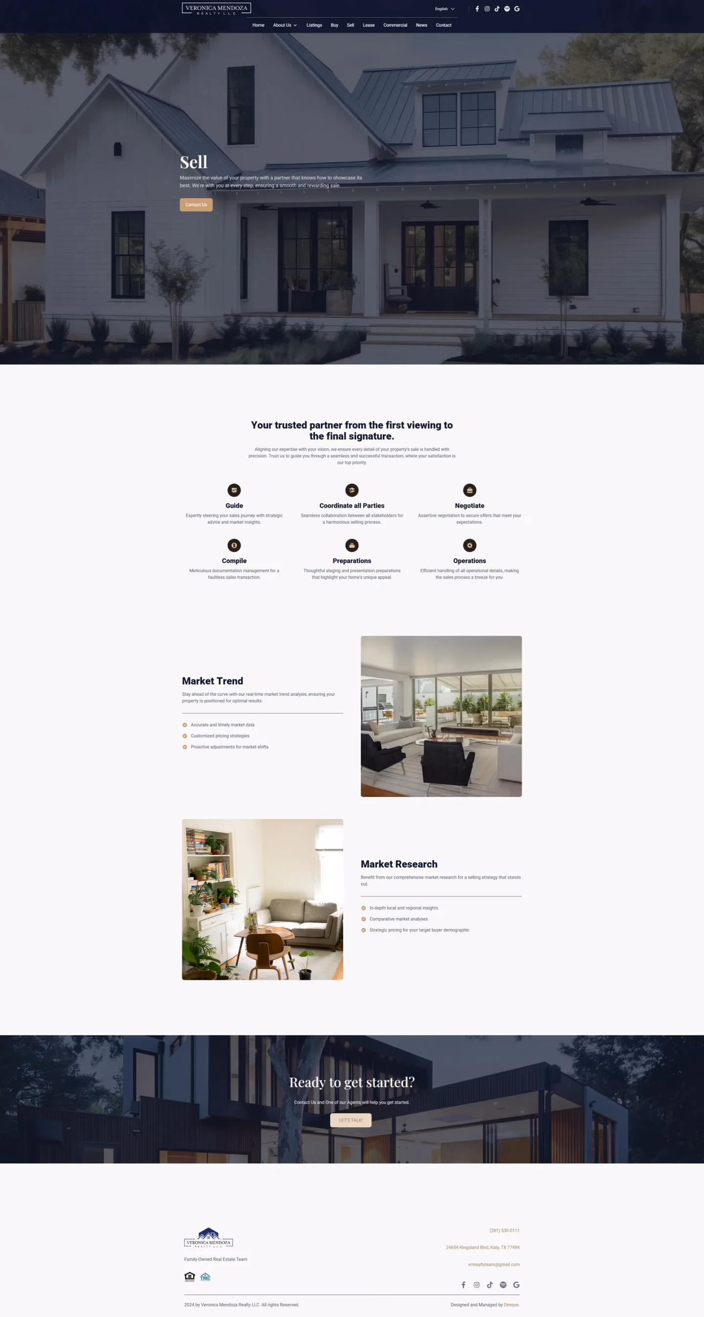 Veronica Mendoza Realty sell page designed by Desque