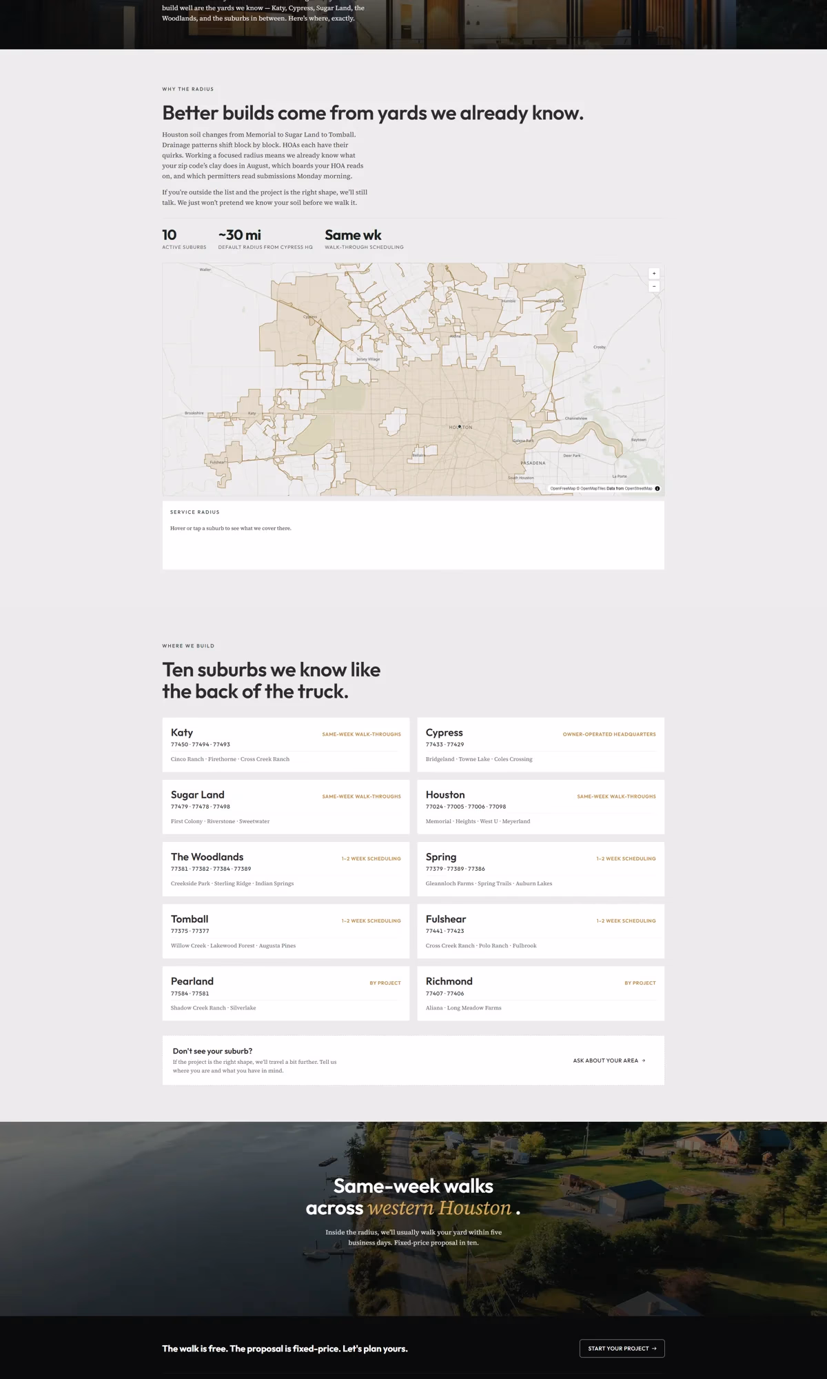 Monarch Patio and Outdoors service area page designed by Desque