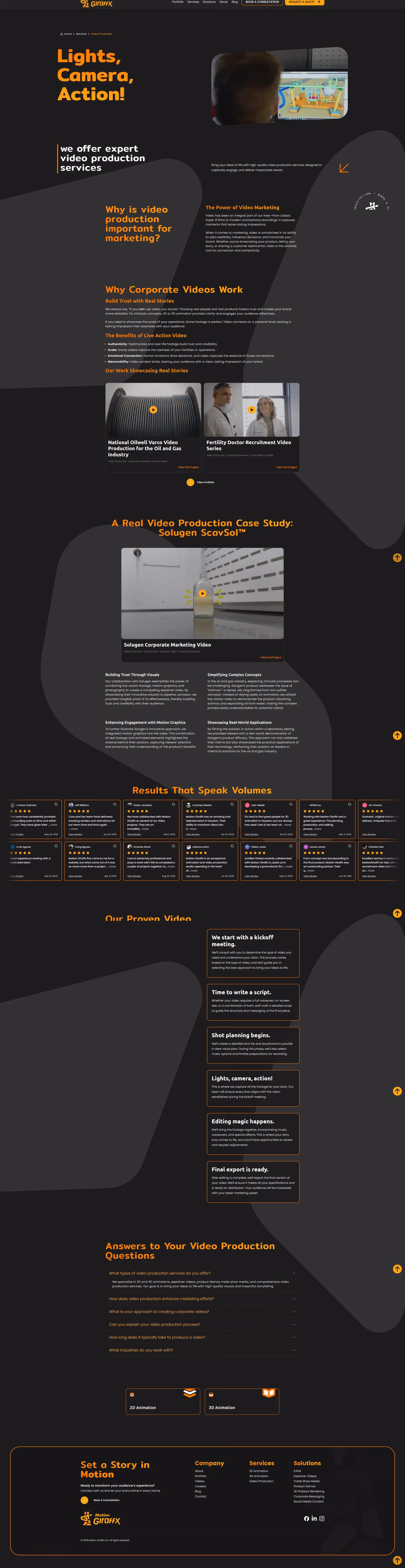 Motion Giraffx video production service page designed by Desque