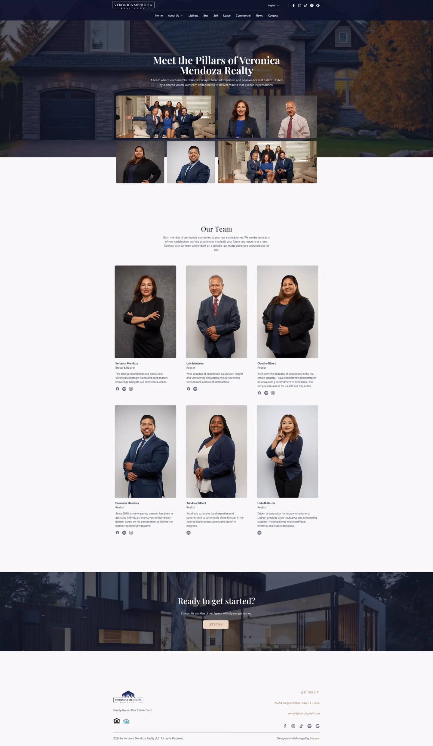 Veronica Mendoza Realty team page designed by Desque