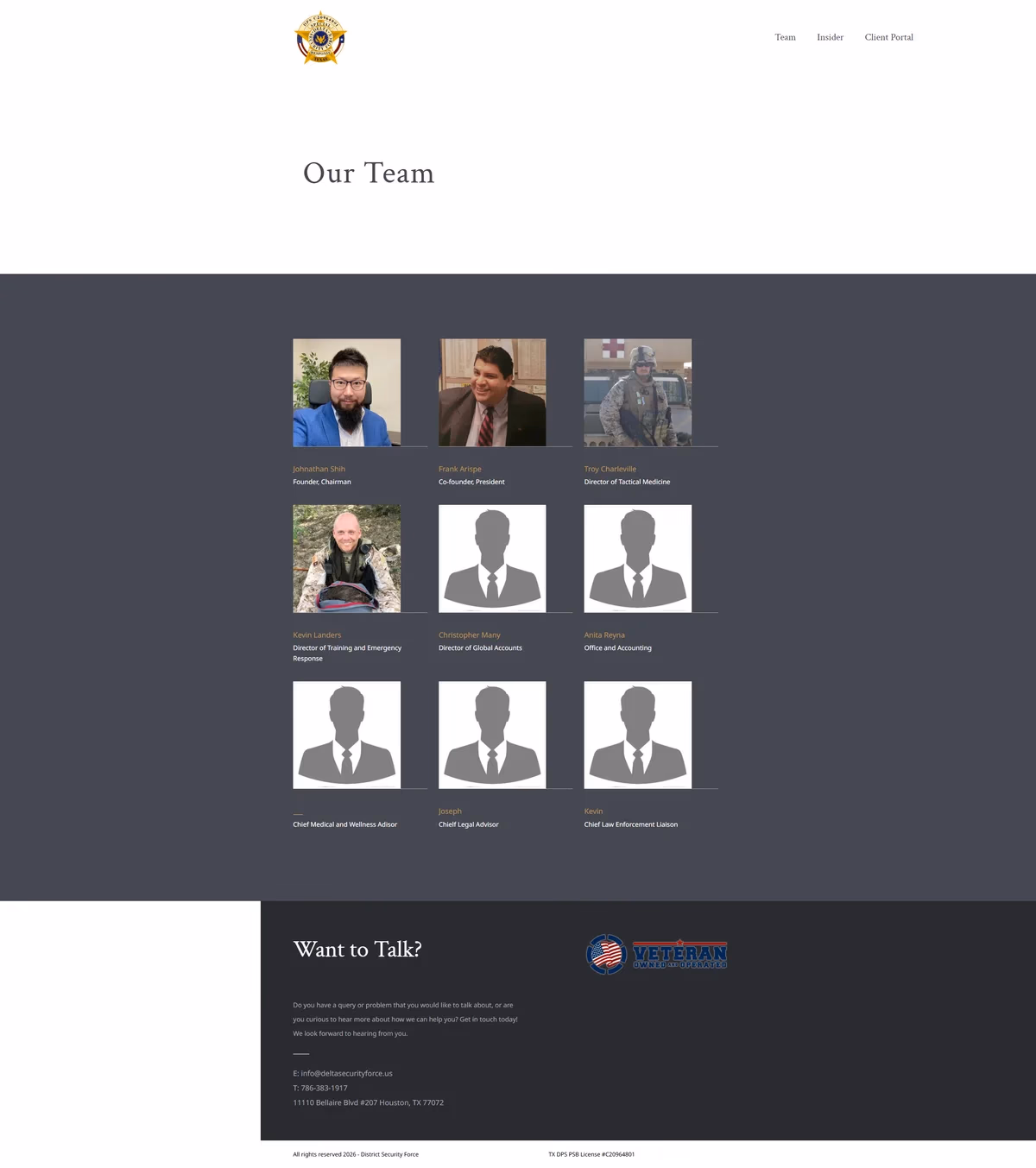 Delta Security Force team page designed by Desque