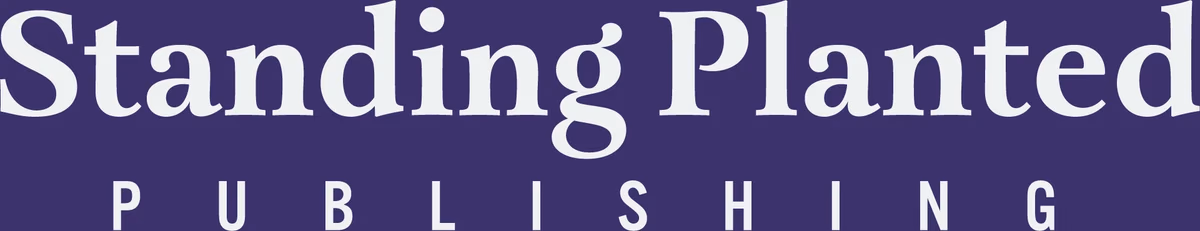 Standing Planted Publishing light wordmark on dark panel designed by Desque