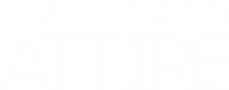 Tailored Attire wordmark in white designed by Desque for use on dark garments and backgrounds
